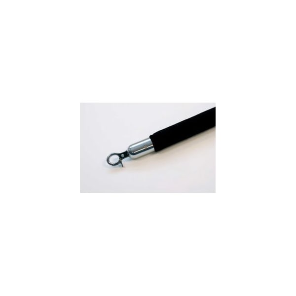 Lawrence Metal Prod. Queueway Velour Rope Black 6' With Polished Chrome Rope Ends Economy Line QWAYROPE-33-6-1P - main